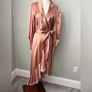 Zimmermann Satin Midi Dress in Rose Gold